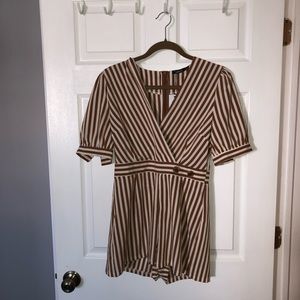 BooHoo Kitty Wrap Striped Playsuit/Romper